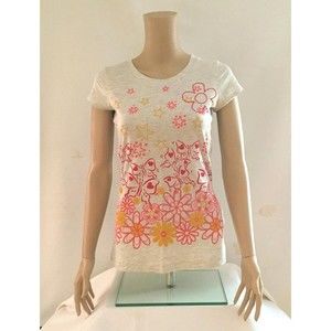 SELF ESTEEM T Shirt Juniors Size Med Light Gray with Butterfly Star Flower NOS